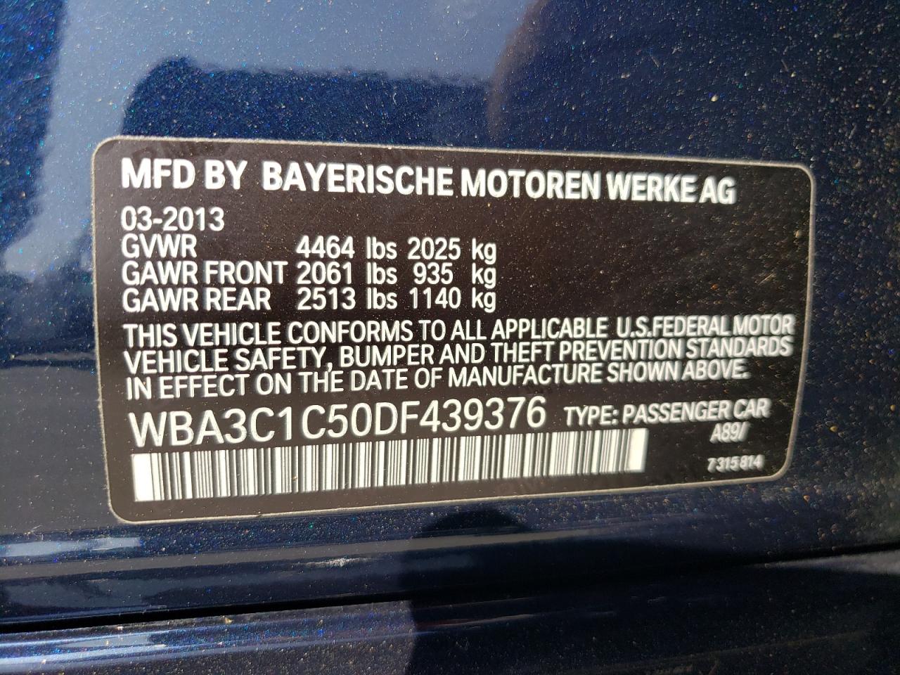 Photo 11 VIN: WBA3C1C50DF439376 - BMW 3ER 