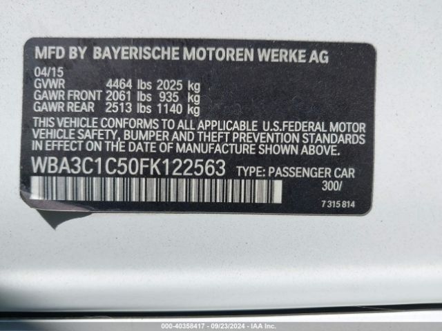 Photo 8 VIN: WBA3C1C50FK122563 - BMW 328I 