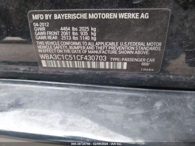 Photo 8 VIN: WBA3C1C51CF430703 - BMW 328I 