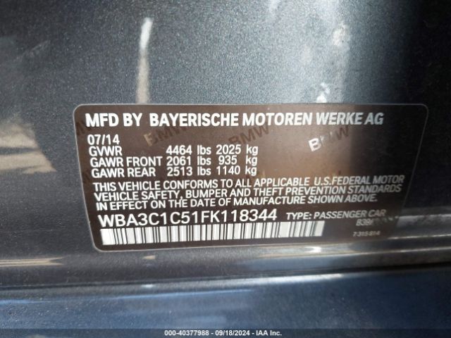 Photo 8 VIN: WBA3C1C51FK118344 - BMW 328I 