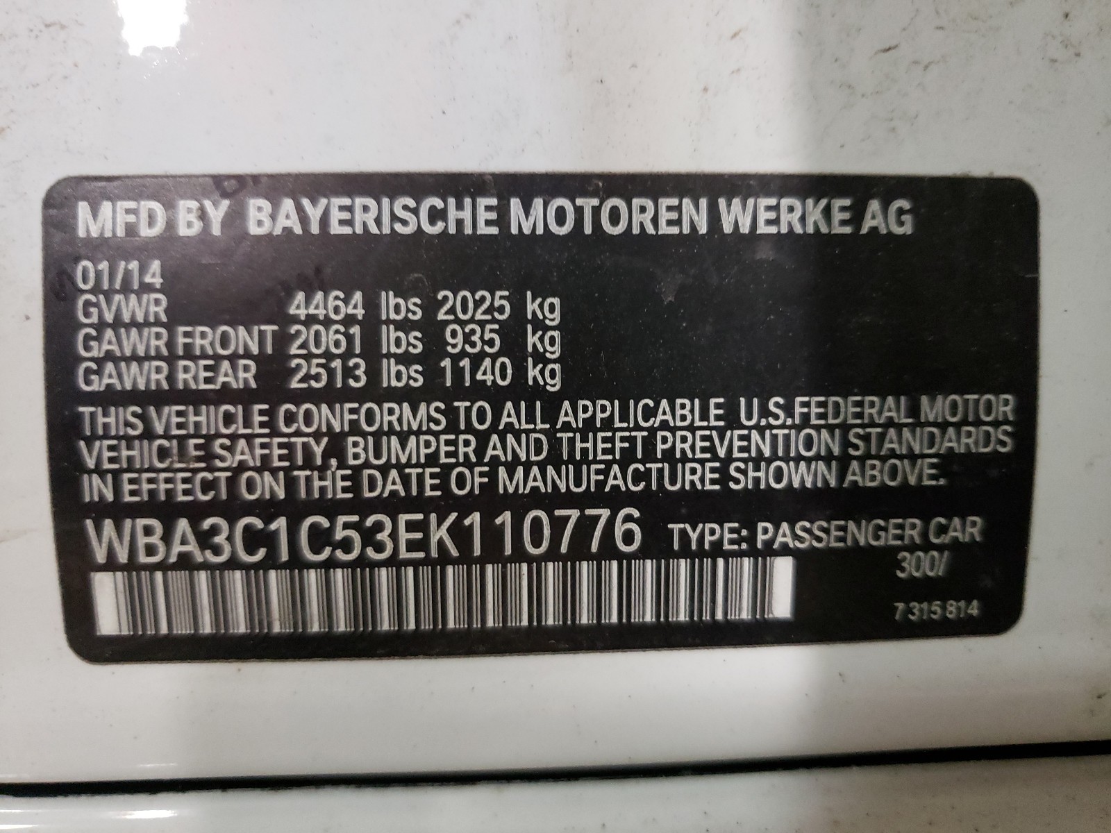 Photo 9 VIN: WBA3C1C53EK110776 - BMW 328 I SULE 