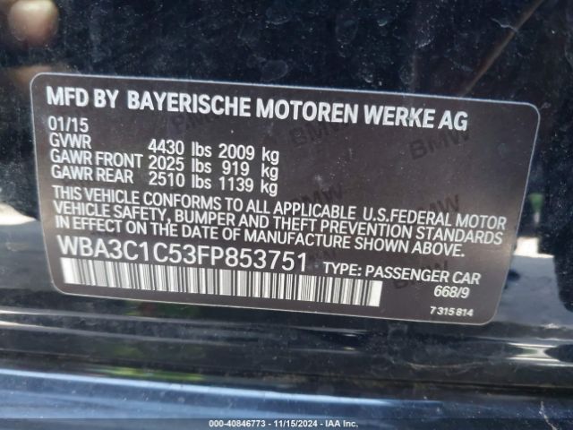 Photo 8 VIN: WBA3C1C53FP853751 - BMW 328I 