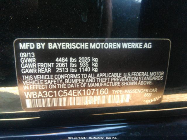 Photo 8 VIN: WBA3C1C54EK107160 - BMW 3 SERIES 