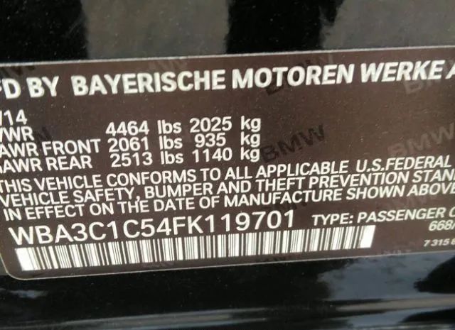 Photo 8 VIN: WBA3C1C54FK119701 - BMW 3 SERIES 