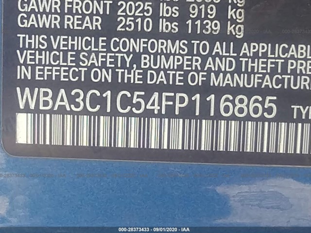 Photo 8 VIN: WBA3C1C54FP116865 - BMW 3 