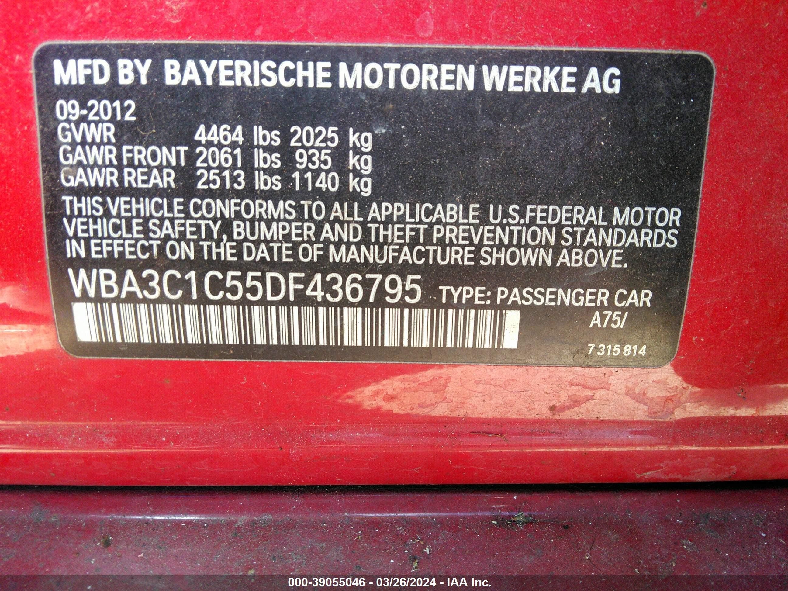 Photo 8 VIN: WBA3C1C55DF436795 - BMW 3ER 