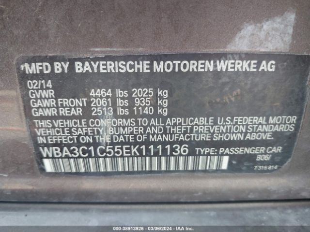 Photo 8 VIN: WBA3C1C55EK111136 - BMW 328I 