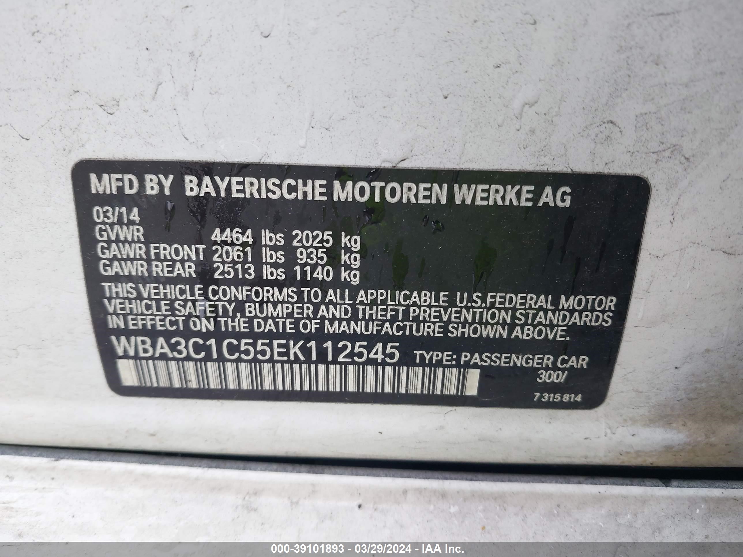 Photo 8 VIN: WBA3C1C55EK112545 - BMW 3ER 