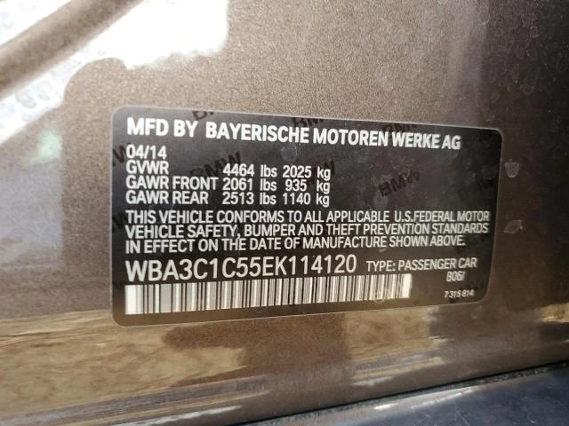 Photo 11 VIN: WBA3C1C55EK114120 - BMW 328 I SULE 