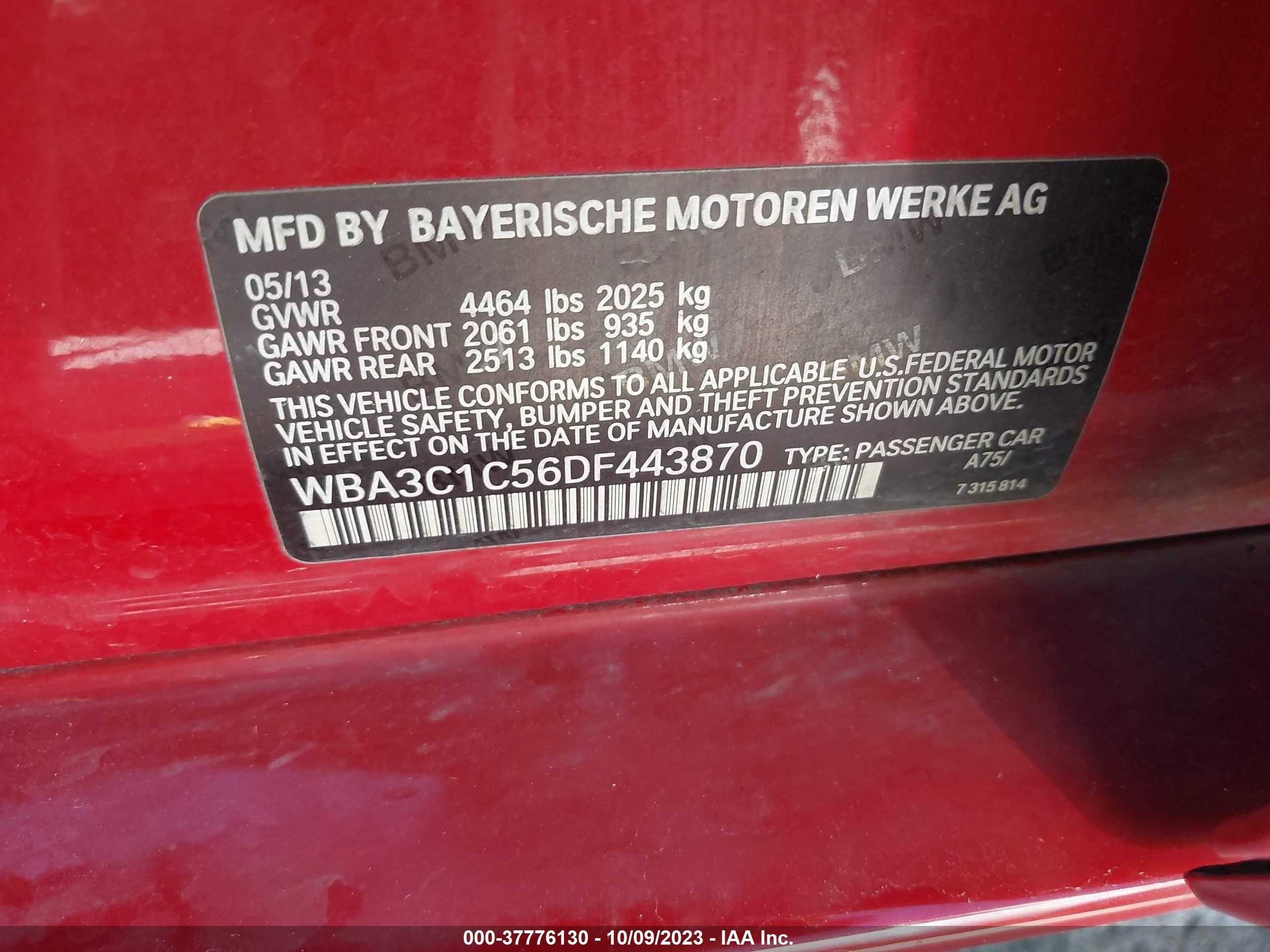 Photo 8 VIN: WBA3C1C56DF443870 - BMW 3ER 