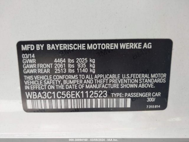 Photo 8 VIN: WBA3C1C56EK112523 - BMW 328I 