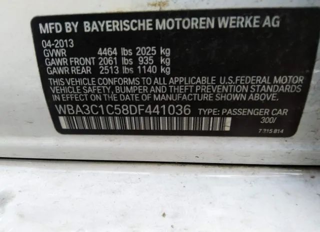 Photo 8 VIN: WBA3C1C58DF441036 - BMW 3 SERIES 