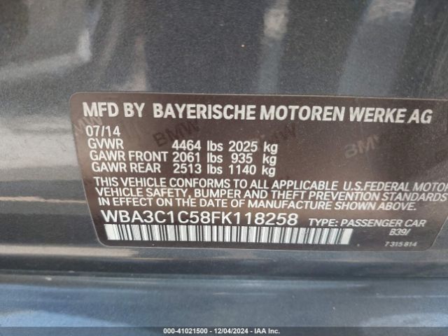 Photo 8 VIN: WBA3C1C58FK118258 - BMW 328I 