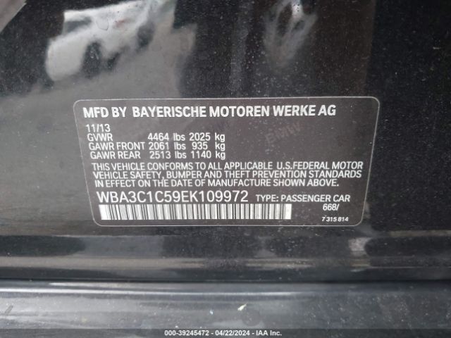 Photo 8 VIN: WBA3C1C59EK109972 - BMW 328 I SULE 