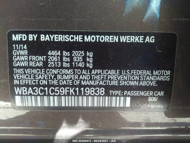 Photo 8 VIN: WBA3C1C59FK119838 - BMW 3 