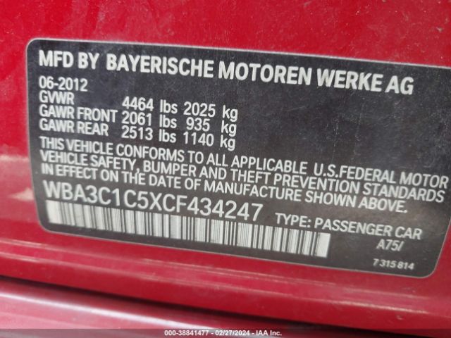 Photo 8 VIN: WBA3C1C5XCF434247 - BMW 328I 