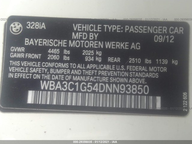 Photo 8 VIN: WBA3C1G54DNN93850 - BMW 3 