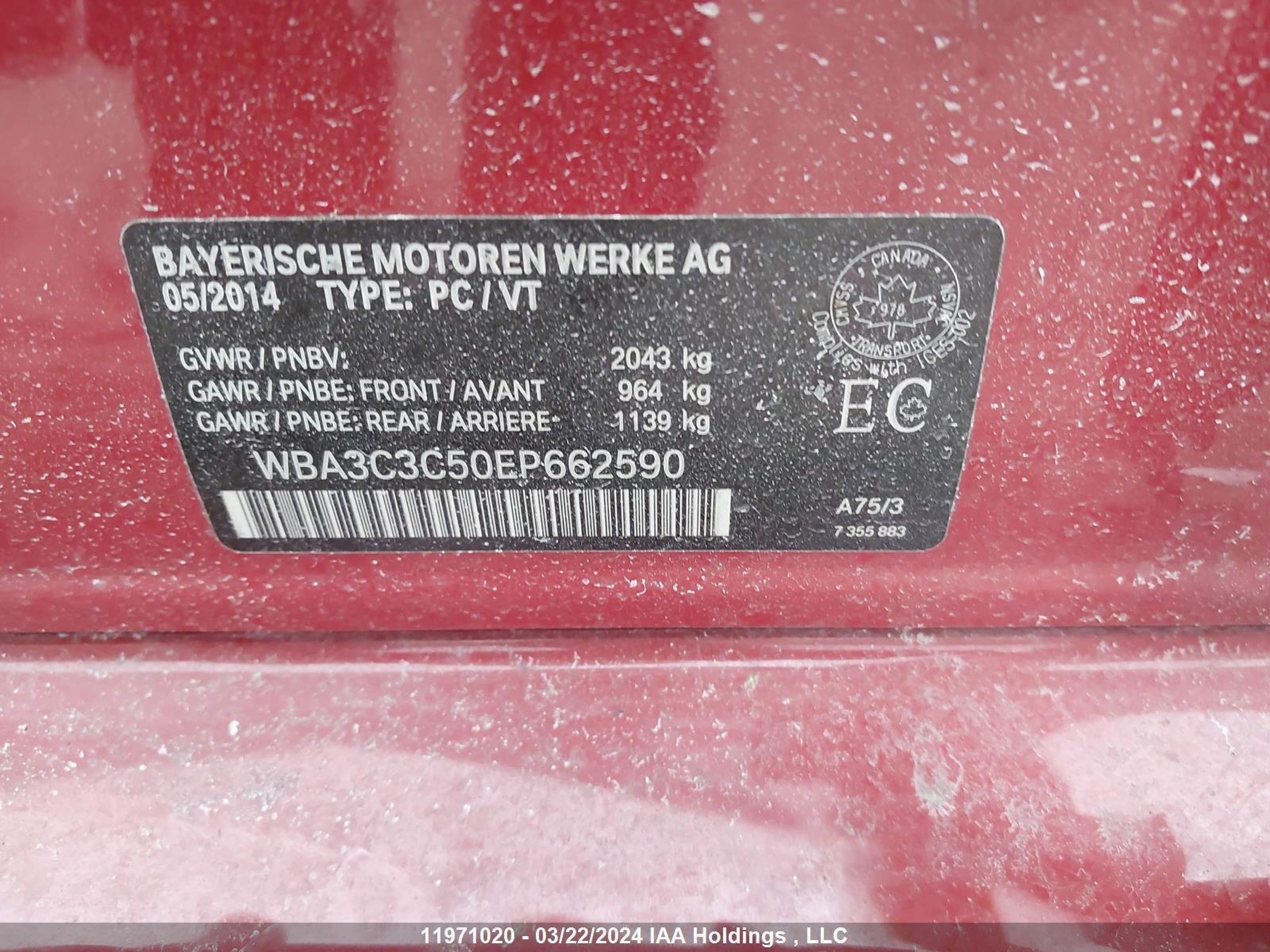 Photo 8 VIN: WBA3C3C50EP662590 - BMW 3ER 