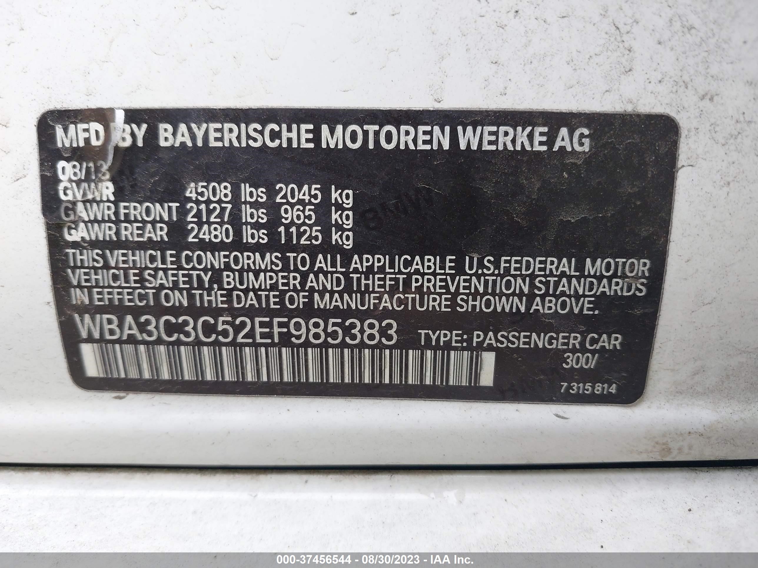 Photo 8 VIN: WBA3C3C52EF985383 - BMW 3ER 