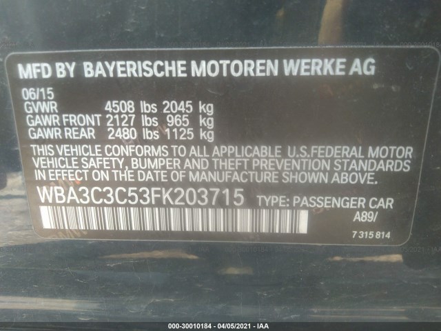 Photo 8 VIN: WBA3C3C53FK203715 - BMW 3 