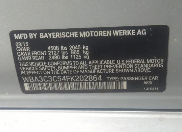 Photo 8 VIN: WBA3C3C54FK202864 - BMW 3 SERIES 