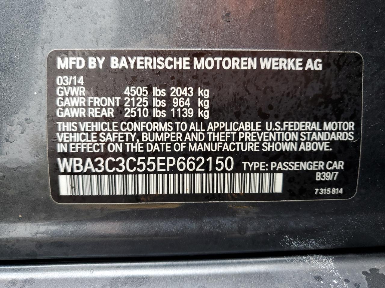 Photo 11 VIN: WBA3C3C55EP662150 - BMW 3ER 