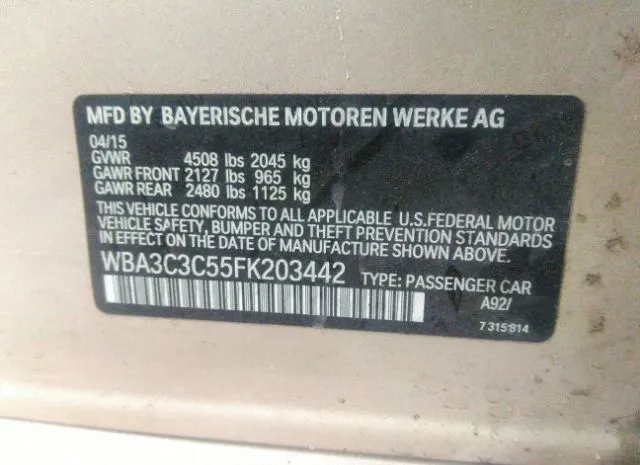 Photo 8 VIN: WBA3C3C55FK203442 - BMW 3 SERIES 