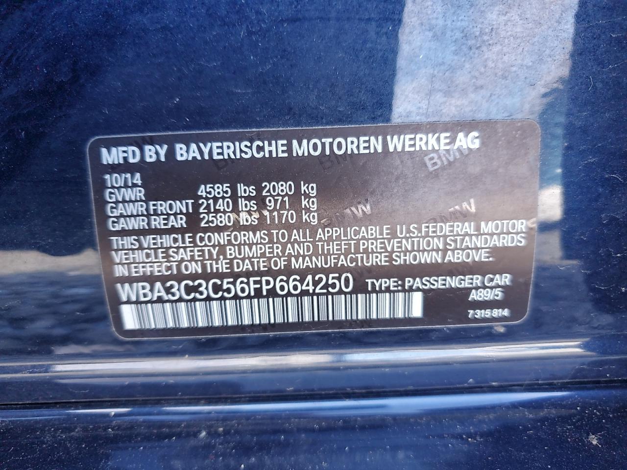 Photo 11 VIN: WBA3C3C56FP664250 - BMW 3ER 