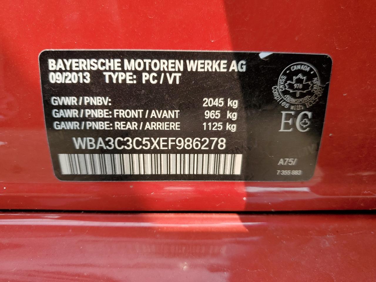 Photo 11 VIN: WBA3C3C5XEF986278 - BMW 3ER 