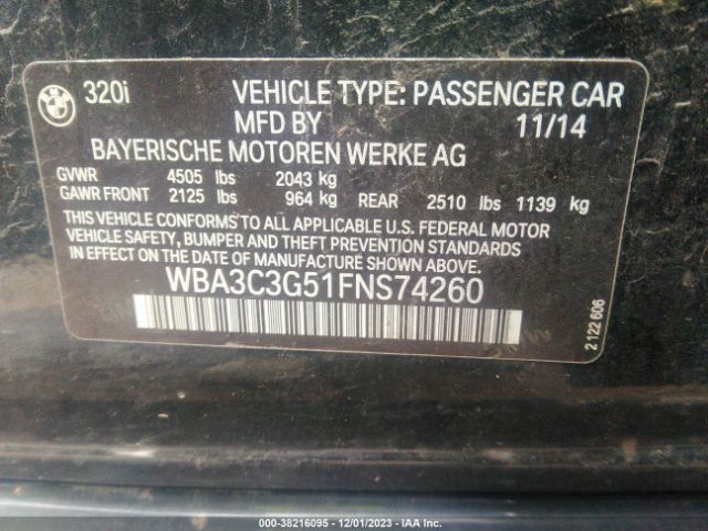 Photo 8 VIN: WBA3C3G51FNS74260 - BMW 320I 