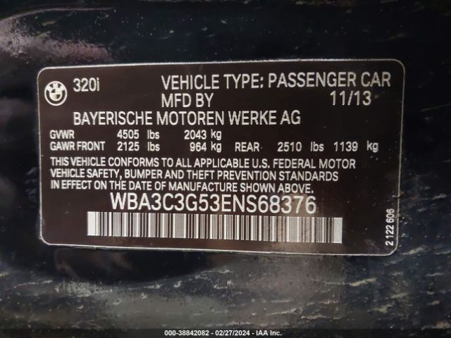 Photo 8 VIN: WBA3C3G53ENS68376 - BMW 320I 