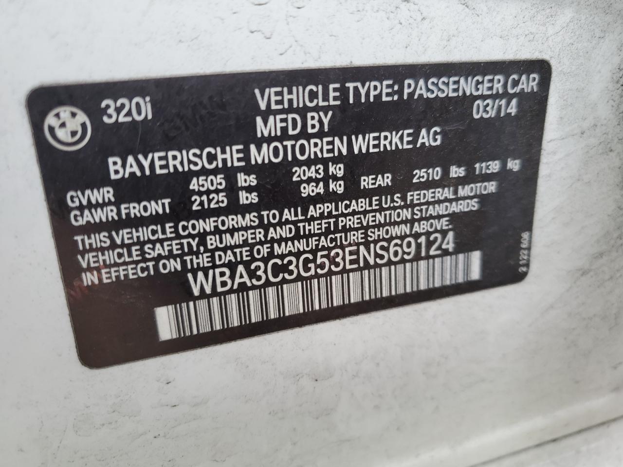 Photo 11 VIN: WBA3C3G53ENS69124 - BMW 3 SERIES 