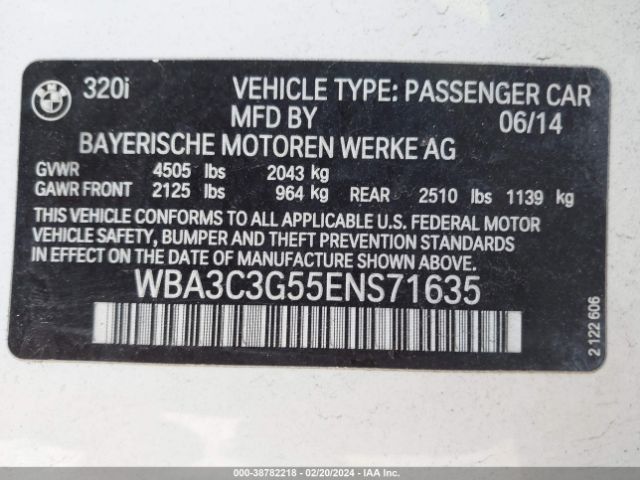 Photo 8 VIN: WBA3C3G55ENS71635 - BMW 320I 