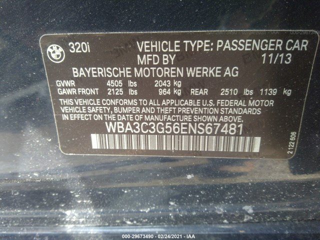 Photo 8 VIN: WBA3C3G56ENS67481 - BMW 320I 