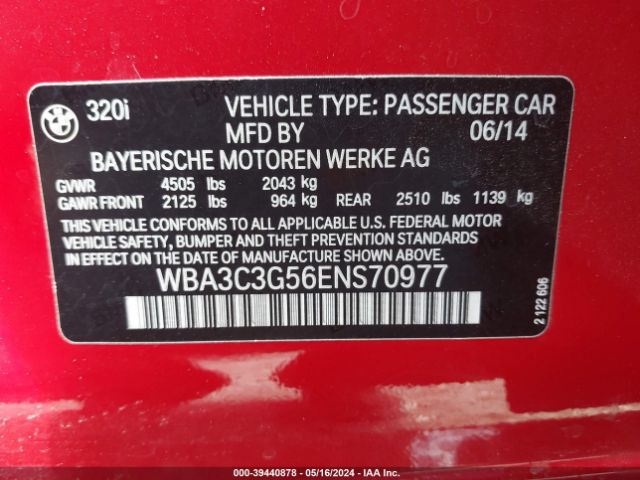 Photo 8 VIN: WBA3C3G56ENS70977 - BMW 3 SERIES 