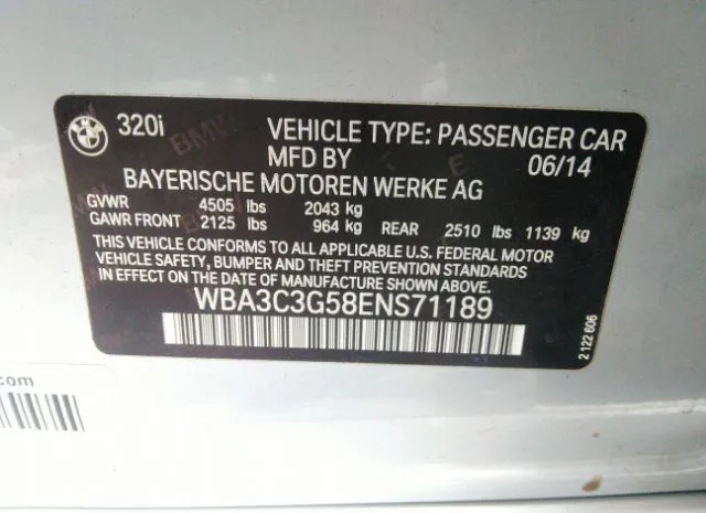 Photo 8 VIN: WBA3C3G58ENS71189 - BMW 3 SERIES 