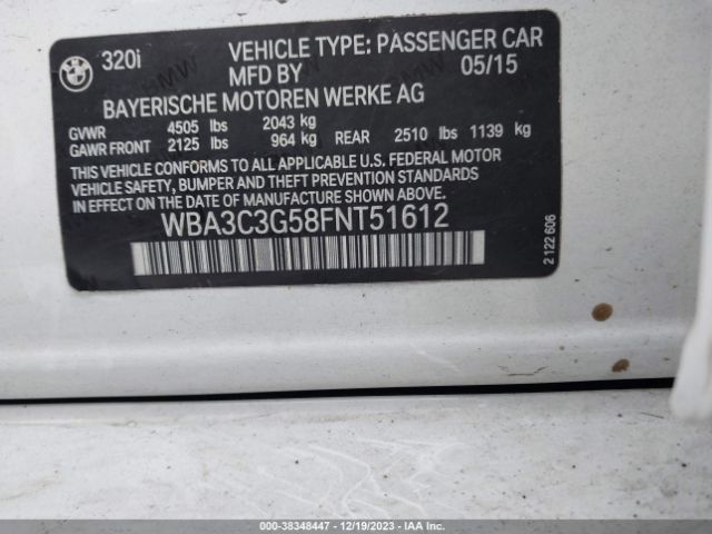 Photo 8 VIN: WBA3C3G58FNT51612 - BMW 320I 