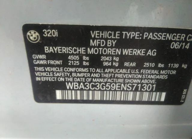 Photo 8 VIN: WBA3C3G59ENS71301 - BMW 3 SERIES 