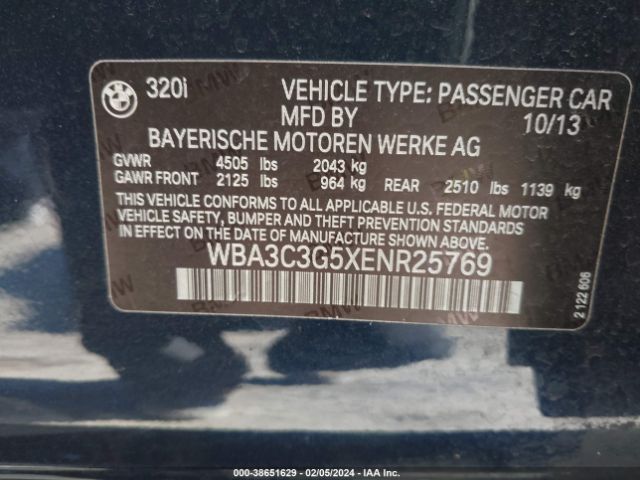 Photo 8 VIN: WBA3C3G5XENR25769 - BMW 320I 