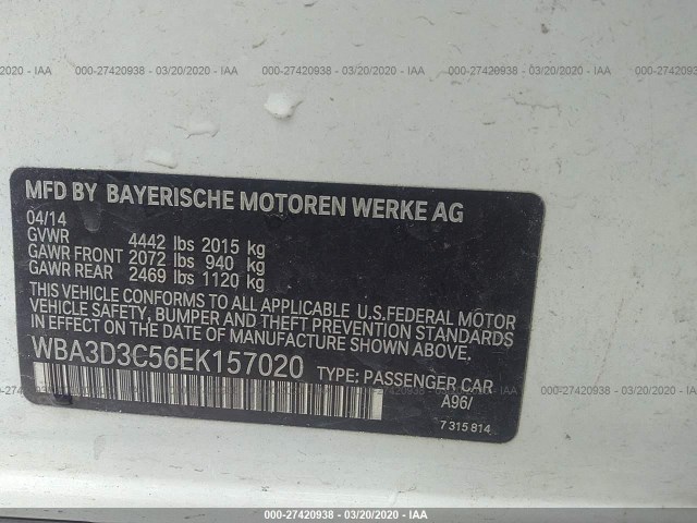 Photo 8 VIN: WBA3D3C56EK157020 - BMW 3 