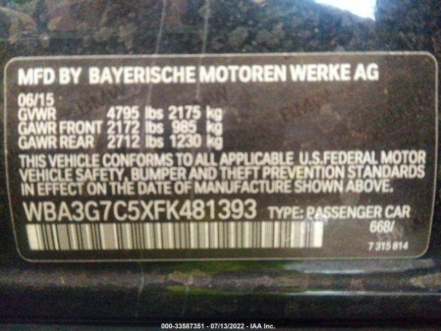 Photo 8 VIN: WBA3G7C5XFK481393 - BMW 3 SERIES 