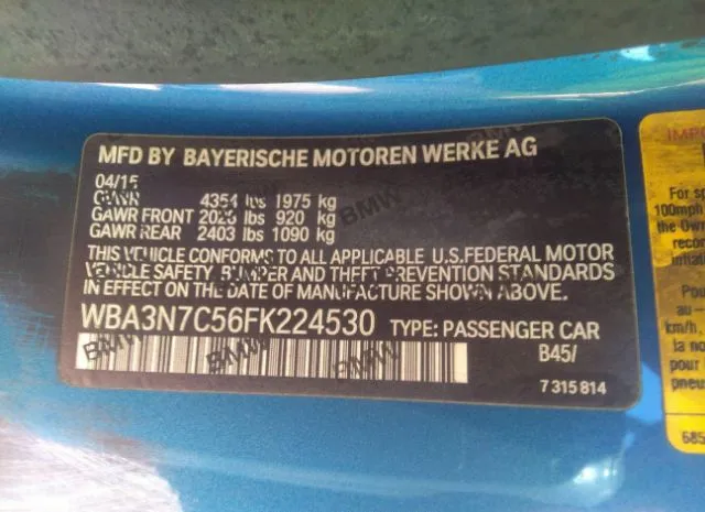 Photo 8 VIN: WBA3N7C56FK224530 - BMW 4 SERIES 