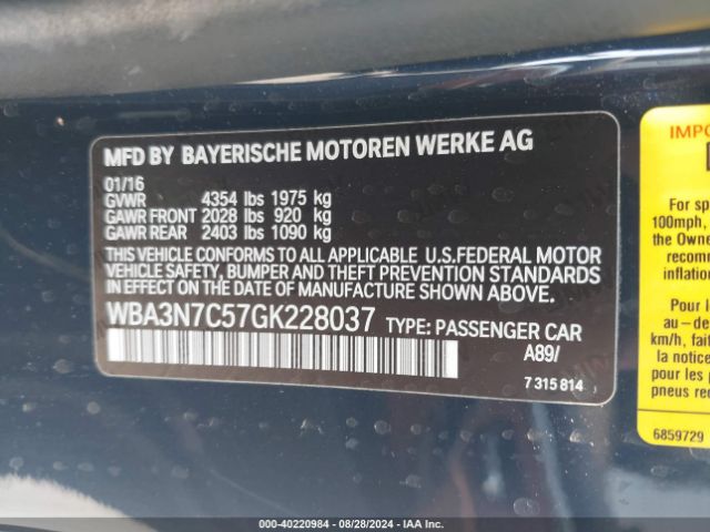 Photo 8 VIN: WBA3N7C57GK228037 - BMW 428I 