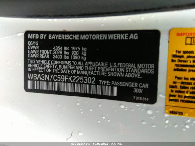 Photo 8 VIN: WBA3N7C59FK225302 - BMW 4 SERIES 