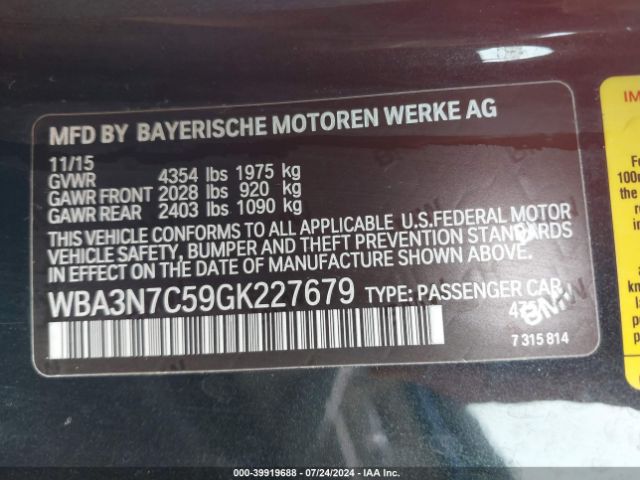 Photo 8 VIN: WBA3N7C59GK227679 - BMW 428I 