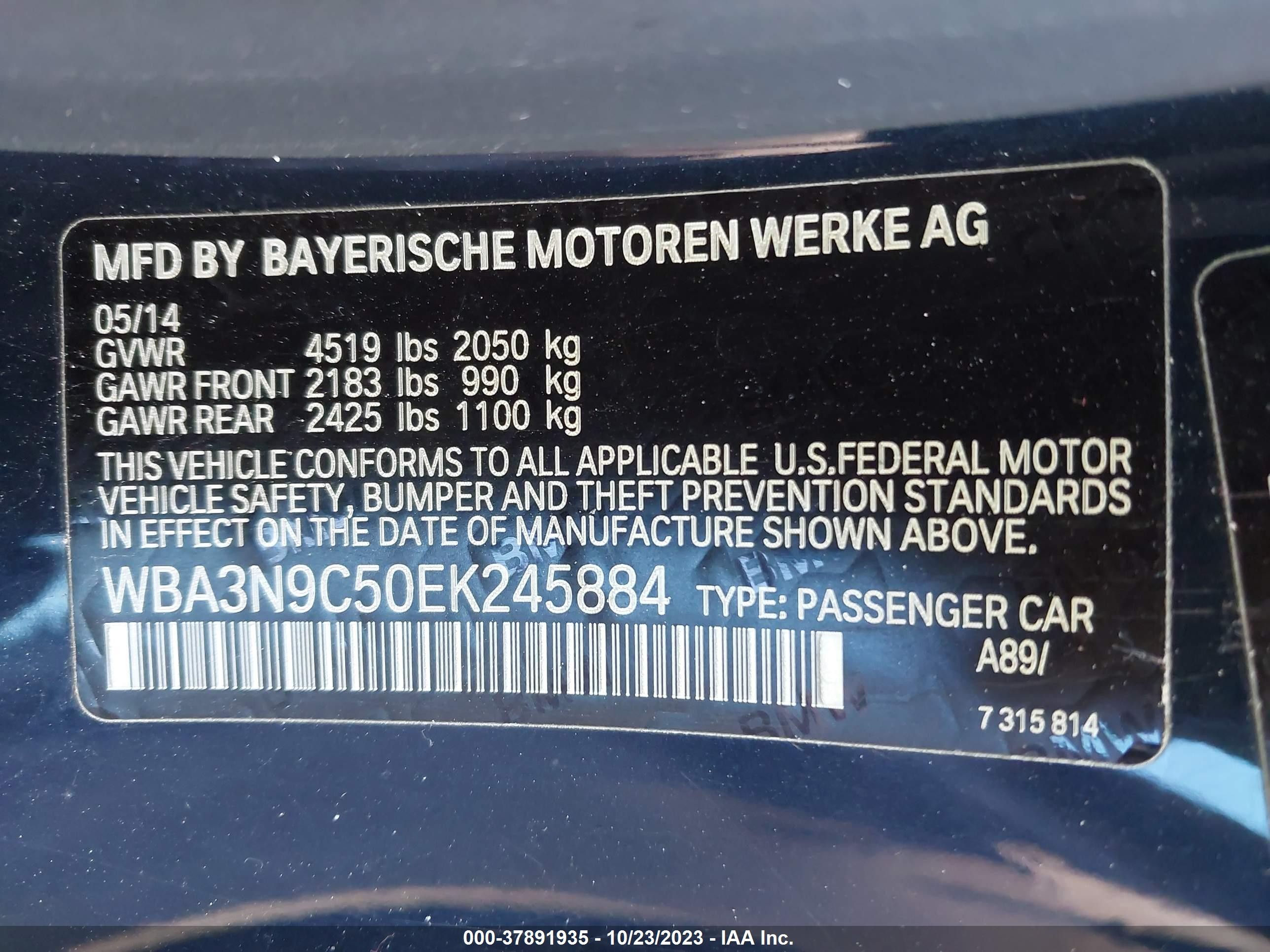 Photo 8 VIN: WBA3N9C50EK245884 - BMW 4ER 