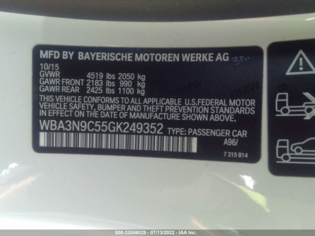 Photo 8 VIN: WBA3N9C55GK249352 - BMW 4 SERIES 