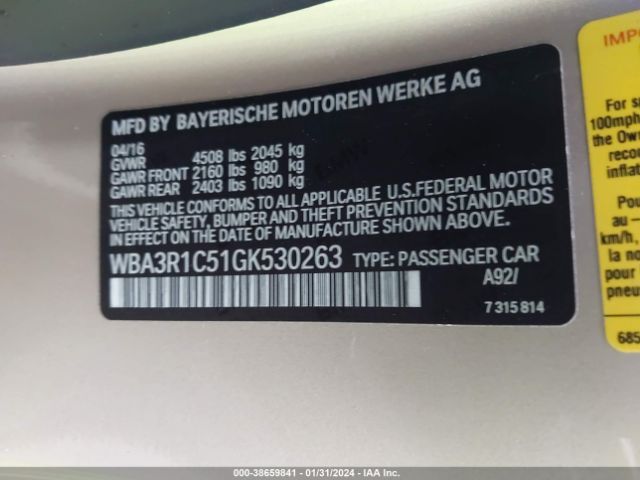 Photo 8 VIN: WBA3R1C51GK530263 - BMW 435I 