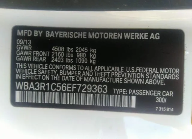 Photo 8 VIN: WBA3R1C56EF729363 - BMW 4 SERIES 