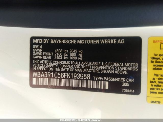 Photo 8 VIN: WBA3R1C56FK193958 - BMW 435I 